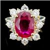 Image 1 : 14K Gold 4.00ct Ruby & 1.00ctw Diamond Ring