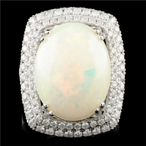 14K Gold 8.45ct Opal & 1.37ctw Diamond Ring