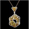 Image 1 : 18K Gold 3.42ctw Fancy Color Diamond Pendant