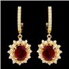 14K Gold 5.46ct Ruby & 1.74ctw Diamond Earrings