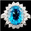 14K Gold 7.00ct Topaz & 1.75ctw Diamond Ring