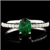 14K Gold 0.64ct Emerald & 0.21ctw Diamond Ring