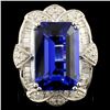 18K Gold 11.10ct Tanzanite & 1.54ctw Diamond Ring