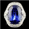 18K Gold 11.28ct Tanzanite & 1.82ctw Diamond Ring