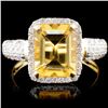 14K Gold 2.00ct Citrine & 0.52ctw Diamond Ring