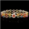 14k Gold 35.00ct Sapphire & 0.50ct Diam Bracelet