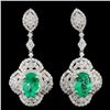 18K Gold 5.74ctw Emerald & 4.31ctw Diamond Earring