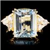 14K Gold 8.01ct Aquamarine & 0.61ctw Diamond Ring