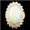 14K Gold 4.53ct Opal & 1.65ctw Diamond Ring