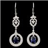 18K Gold 1.30ctw Sapphire & 0.58ctw Diamond Earrin