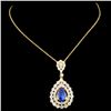 18K Gold 1.97ct Sapphire & 1.77ctw Diamond Pendant