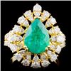 18K Gold 2.12ct Emerald & 1.68ctw Diamond Ring
