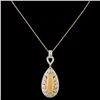 18K Gold 5.26ct Opal & 1.91ctw Diamond Pendant