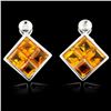 14K Gold 4.00ctw Citrine & 0.03ctw Diamond Earring