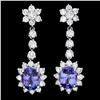 14k Gold 4.00ct Tanzanite & 3.00ct Diam Earrings