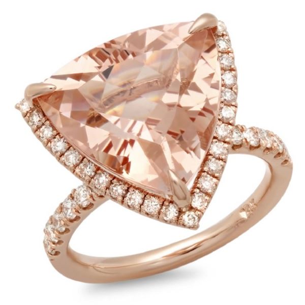 14K Gold 10.00ct Morganite & 0.65ct Diamond Ring