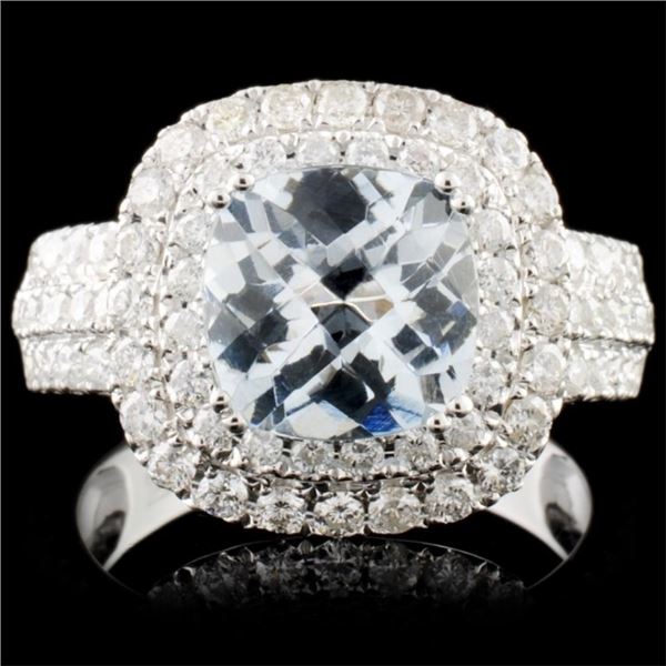 14K Gold 1.98ct Aquamarine & 1.05ct Diamond Ring