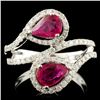 Image 1 : 14K Gold 1.24ct Ruby & 0.60ctw Diamond Ring