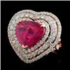 Image 2 : 18K Rose Gold 7.17ct Ruby & 2.93ctw Diamond Ring