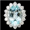 14K White Gold 8.79ct Paraiba & 3.05ct Diamond Rin
