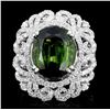 18K Gold 10.19ct Tourmaline & 2.12ct Diamond Ring