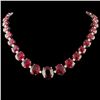 Image 1 : 14K Gold 170.00ct Ruby & 3.70ctw Diamond Necklace