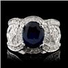 14K White Gold 2.50ct Sapphire & 1.36ct Diamond Ri