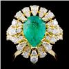 18K Y Gold 2.12ct Emerald & 1.68ct Diamond Ring