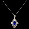18K Gold 9.93ct Tanzanite & 2.12ctw Diamond Pendan