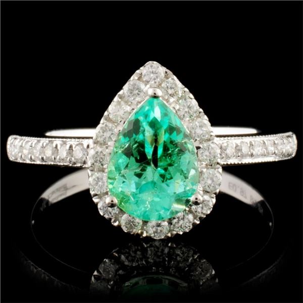 14K Gold 0.97ct Emerald & 0.29ctw Diamond Ring