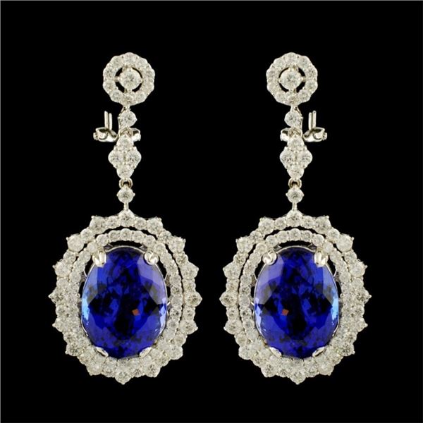 18K Gold 17.46ct Tanzanite & 3.89ctw Diamond Earri