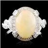 Image 1 : 18K Gold 2.14ct Opal & 0.48ctw Diamond Ring