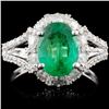 Image 1 : 18K White Gold 2.25ct Emerald & 1.17ctw Diamond Ri