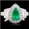 18K White Gold 0.94ct Emerald & 1.13ct Diamond Rin