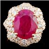 Image 1 : 18K Gold 5.67ct Ruby & 2.08ctw Diamond Ring