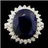 14K Gold 11.90ct Sapphire & 1.24ctw Diamond Ring