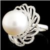 Image 2 : 18K Gold 15.00MM Pearl & 1.02ctw Diamond Ring