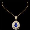 18K Gold 2.68ct Sapphire & 1.86ctw Diamond Pendant