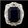 14K Gold 10.32ct Sapphire & 2.14ctw Diamond Ring