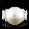 18K Gold 12.00MM Pearl & 0.27ctw Diamond Ring