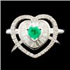 18K Gold 0.21ct Emerald & 0.61ctw Diamond Ring