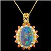 14K Gold 2.50ct Opal & 0.35ctw Diamond Pendant