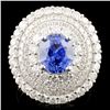 18K Gold 2.97ct Sapphire & 2.50ctw Diamond Ring