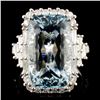 18K Gold 11.09ct Aquamarine & 1.47ctw Diamond Ring
