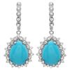14K Gold 11ct Turquoise & 2.00ct Diamond Earrings