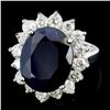 14K Gold 7.00ct Sapphire & 1.50ctw Diamond Ring