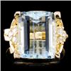 14K Gold 6.02ct Aquamarine & 0.29ctw Diamond Ring