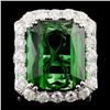 18K Gold 23.82ct Tourmaline & 3.43ctw Diamond Ring