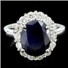 14K Gold 4.00ct Sapphire & 1.00ctw Diamond Ring