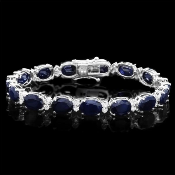 14k Gold 40.00ct Sapphire & 1.50ct Diam Bracelet